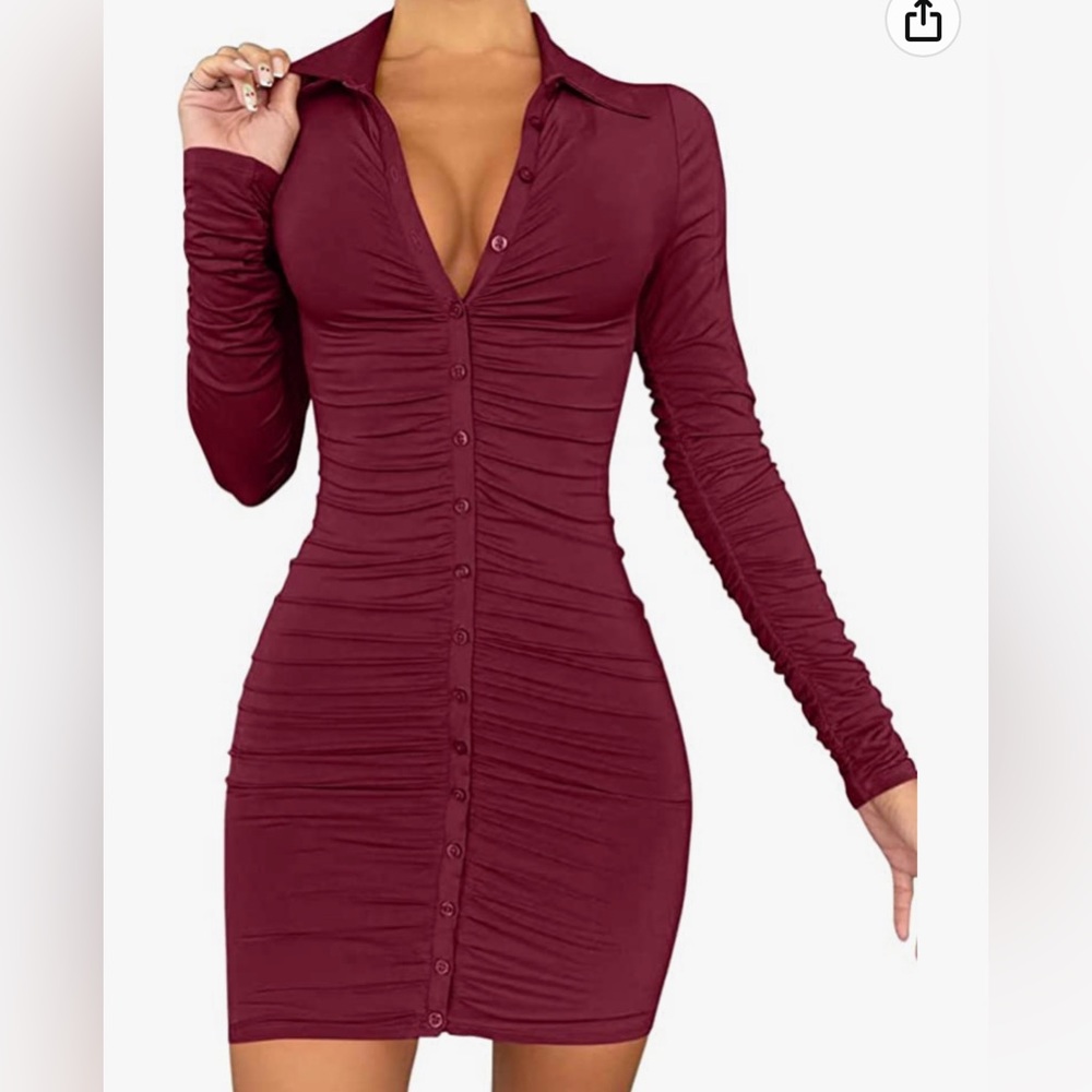 Women’s long sleeve ruched party dress. New.